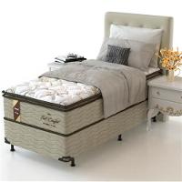 Cama Box de Solteiro Probel Fort Comfort com Pillow Top e Molas Prolastic 72x88x188cm - Branco/Bege - 1