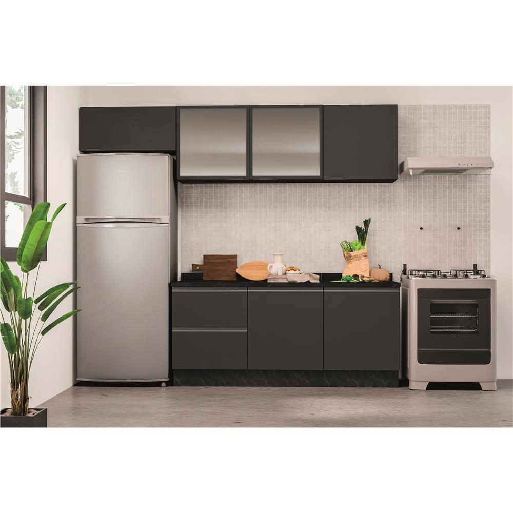 Cozinha Completa Bartira Linea 6 Portas, 3 Gavetas e 2 Portas de Vidro - 260cm de largura - 2