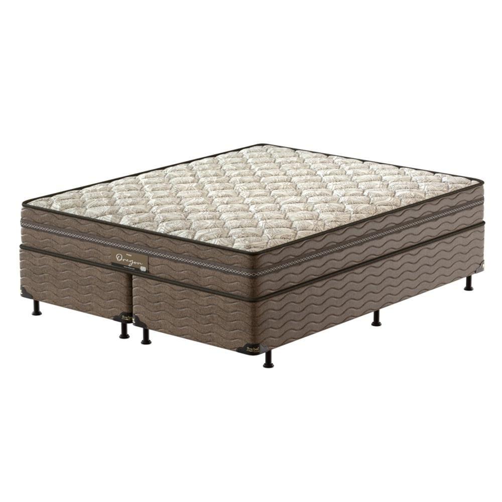 Cama Box Queen Size Probel Óregon com Euro Pillow e Molas Prolastic 62x158x198 cm - Bege/Marrom - 1