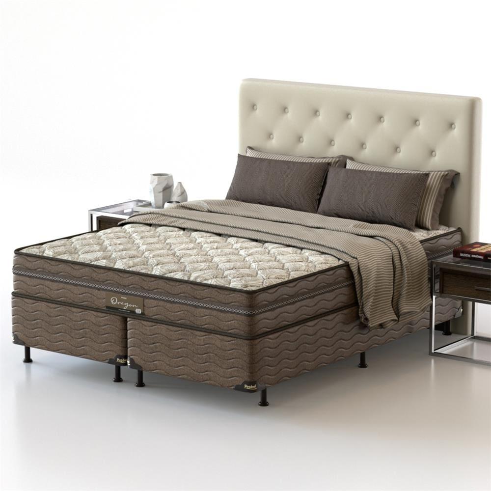 Cama Box Queen Size Probel Óregon com Euro Pillow e Molas Prolastic 62x158x198 cm - Bege/Marrom - 2