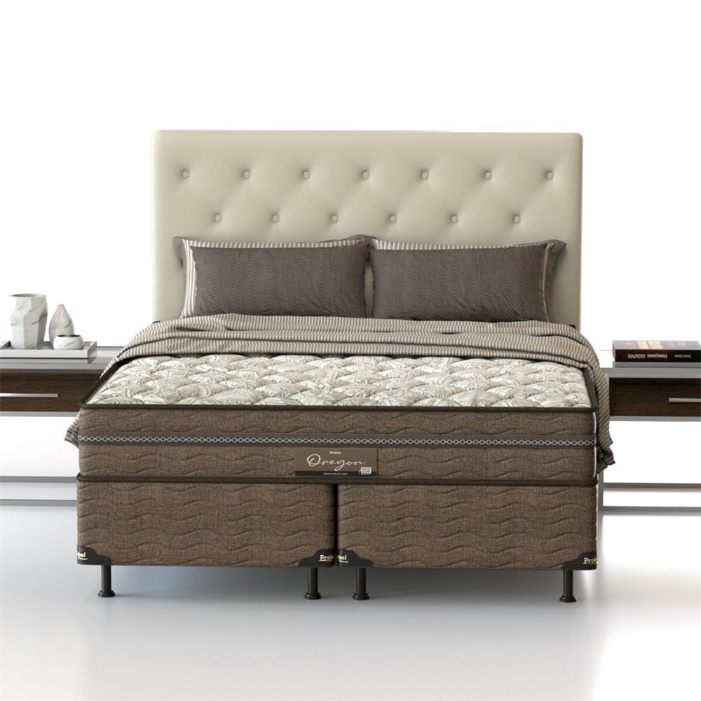 Cama Box Queen Size Probel Óregon com Euro Pillow e Molas Prolastic 62x158x198 cm - Bege/Marrom - 3