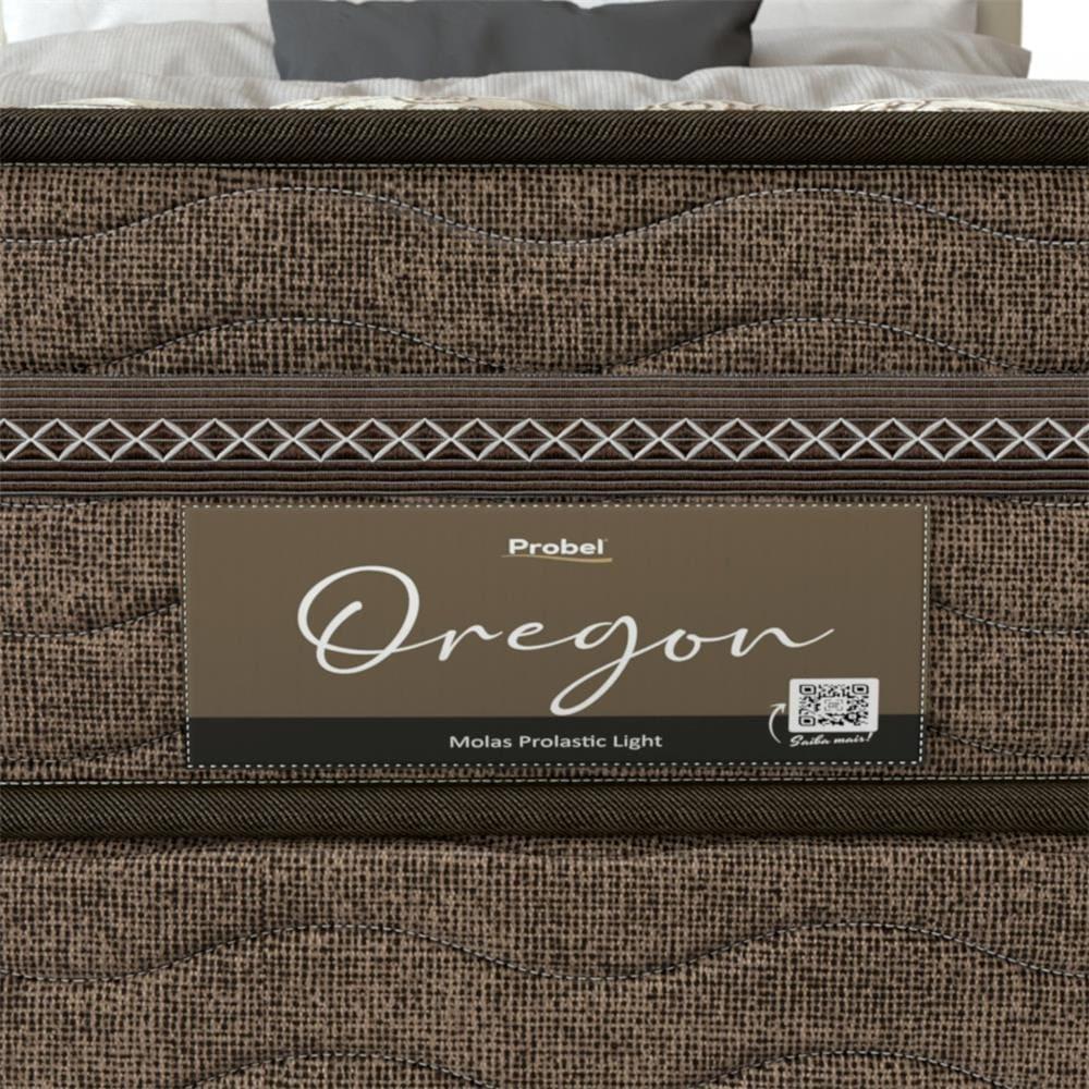 Cama Box Queen Size Probel Óregon com Euro Pillow e Molas Prolastic 62x158x198 cm - Bege/Marrom - 6