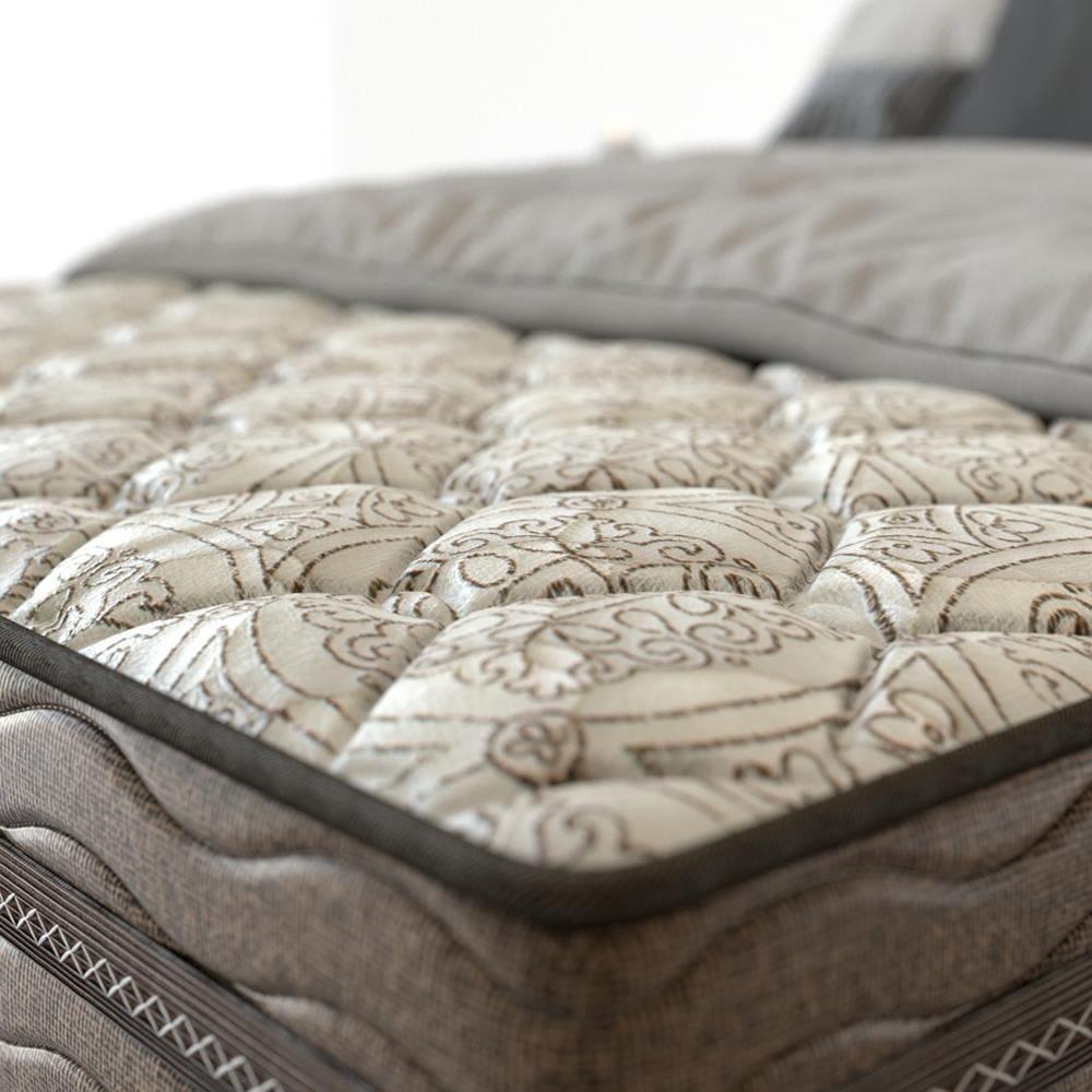 Cama Box Casal Probel Óregon com Euro Pillow e Molas Prolastic 62x138x188 cm - Bege/Marrom - 5