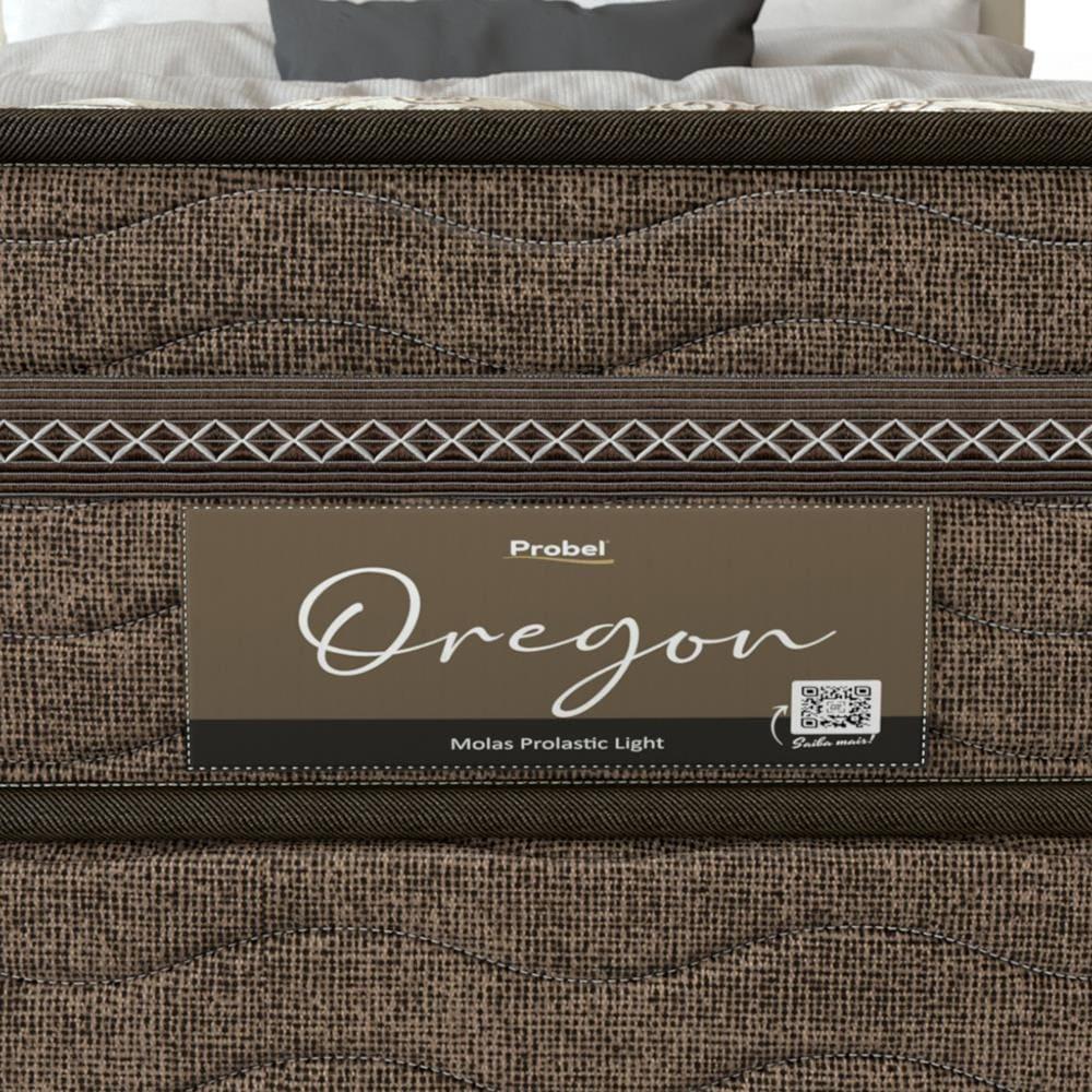 Cama Box Casal Probel Óregon com Euro Pillow e Molas Prolastic 62x138x188 cm - Bege/Marrom - 6