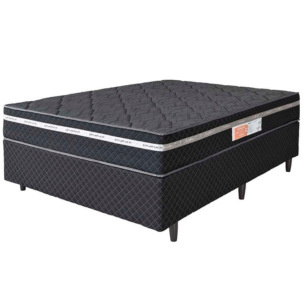 Cama Box Casal Umaflex Essencial com Eurotop e Molas Ensacadas 66x138x188 cm - Chumbo/Preto - 2