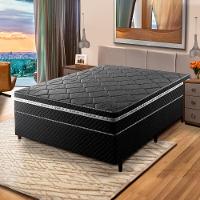 Cama Box Casal Umaflex Essencial com Eurotop e Molas Ensacadas 66x138x188 cm - Chumbo/Preto - 1