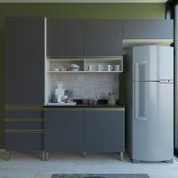 Cozinha Compacta Bartira Jaspe com 6 Portas, 3 Gavetas e 6 Prateleiras - 260,4cm de largura - 1