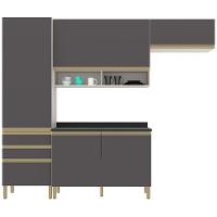 Cozinha Compacta Bartira Jaspe com 6 Portas, 3 Gavetas e 6 Prateleiras - 260,4cm de largura - 2