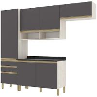 Cozinha Compacta Bartira Jaspe com 6 Portas, 3 Gavetas e 6 Prateleiras - 260,4cm de largura