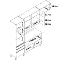 Cozinha Compacta Bartira Jaspe com 6 Portas, 3 Gavetas e 6 Prateleiras - 260,4cm de largura - 8