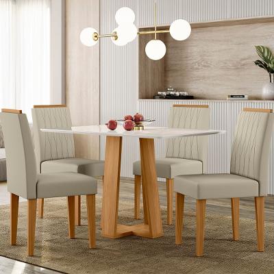 Mesa de Jantar Retangular New Ceval Amsterdam com 4 Cadeiras Estofadas e Revestidas