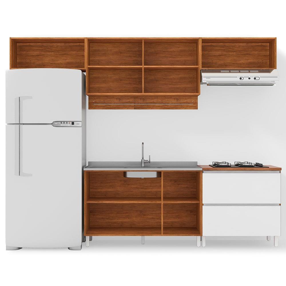 Cozinha Completa Bartira Amazonita com 8 Portas, 1 Gaveta e 4 Prateleiras - 280cm de largura - 3