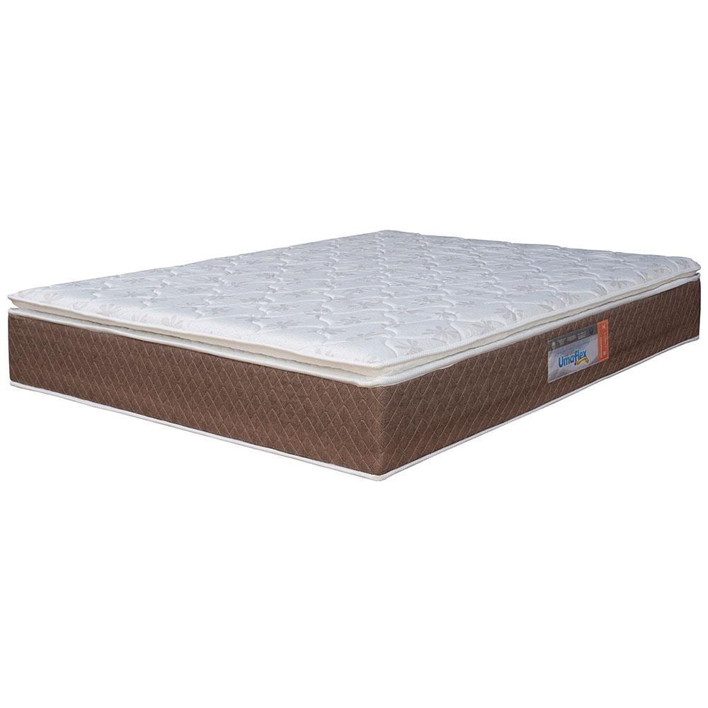 Cama Box Casal Umaflex Berlim com Pillow Top e Molas Ensacadas 72x138x188 cm - Castor/Branco - 3