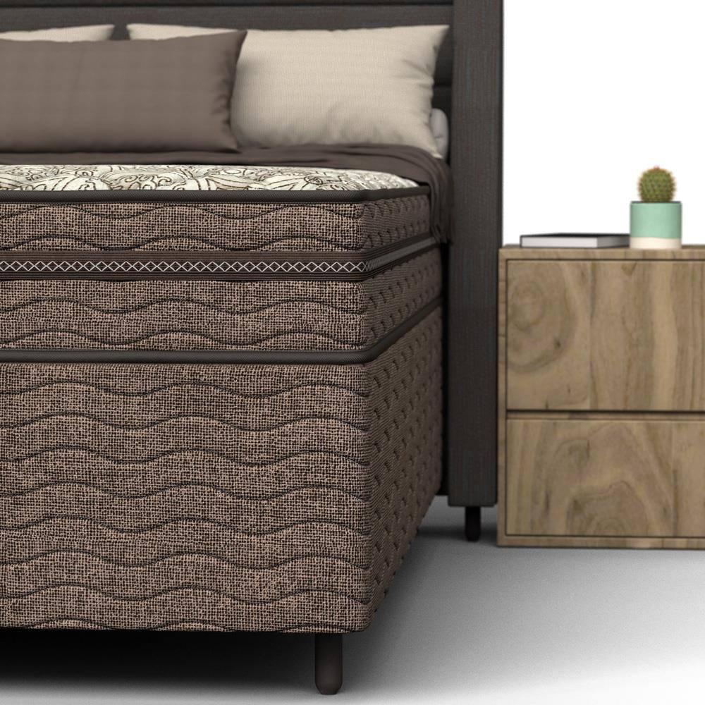 Cama Box Solteiro Probel Óregon com Euro Pillow e Molas Prolastic 62x88x188 cm - Bege/Marrom - 11