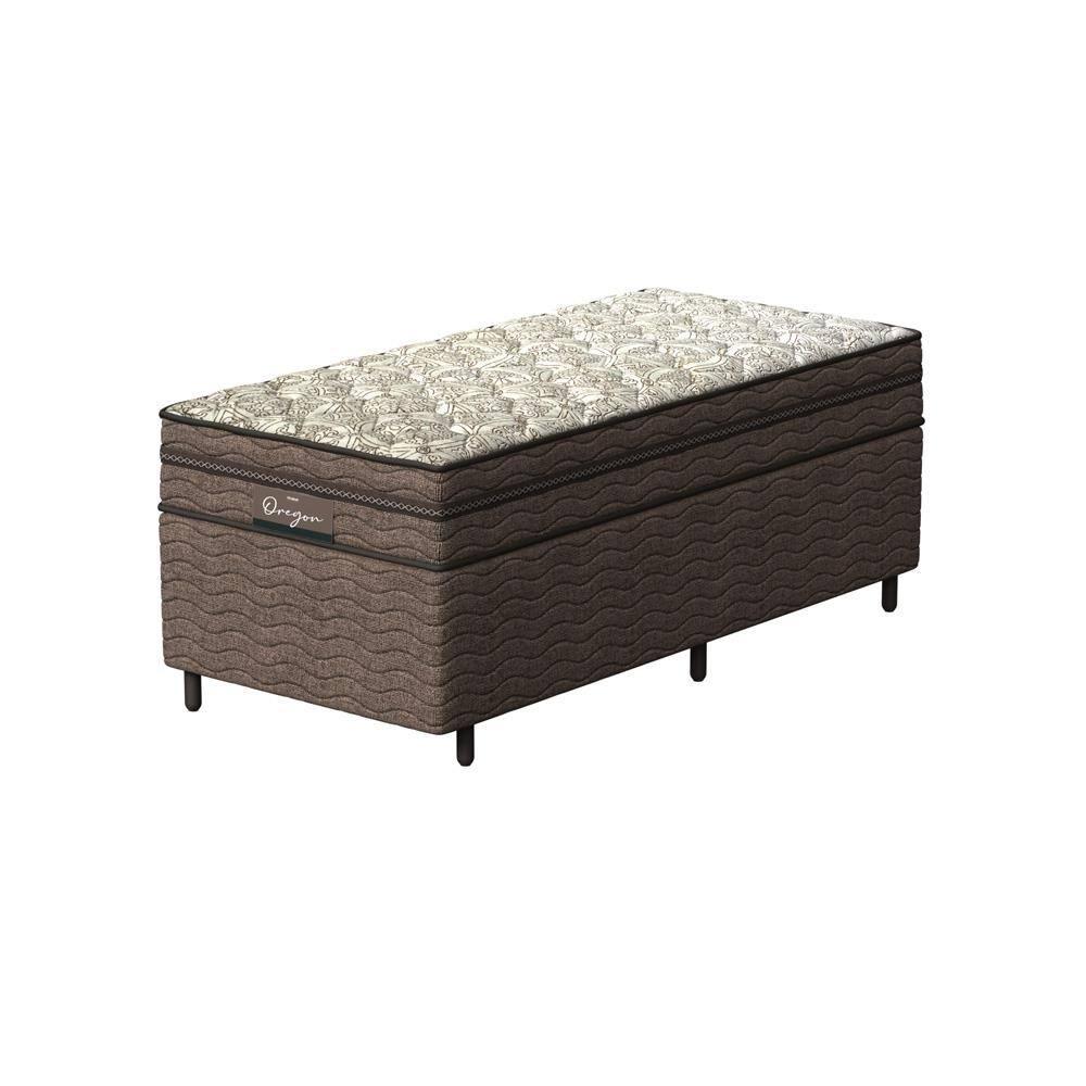 Cama Box Solteiro Probel Óregon com Euro Pillow e Molas Prolastic 62x88x188 cm - Bege/Marrom - 12