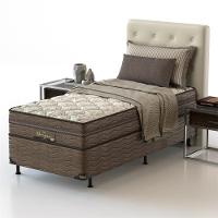 Cama Box Solteiro Probel Óregon com Euro Pillow e Molas Prolastic 62x88x188 cm - Bege/Marrom - 2