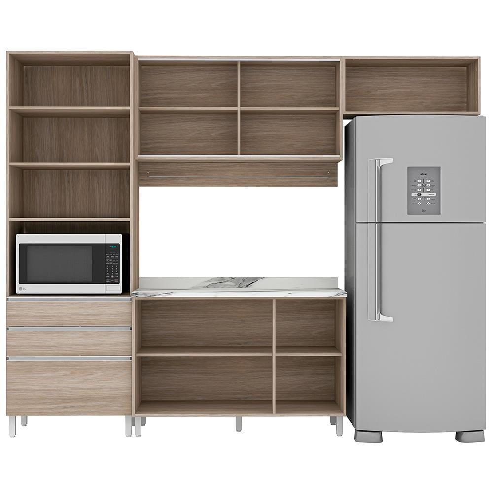 Cozinha Completa Bartira Amazonita com 8 Portas, 6 Prateleiras e 3 Gavetas - 271cm de largura - 3