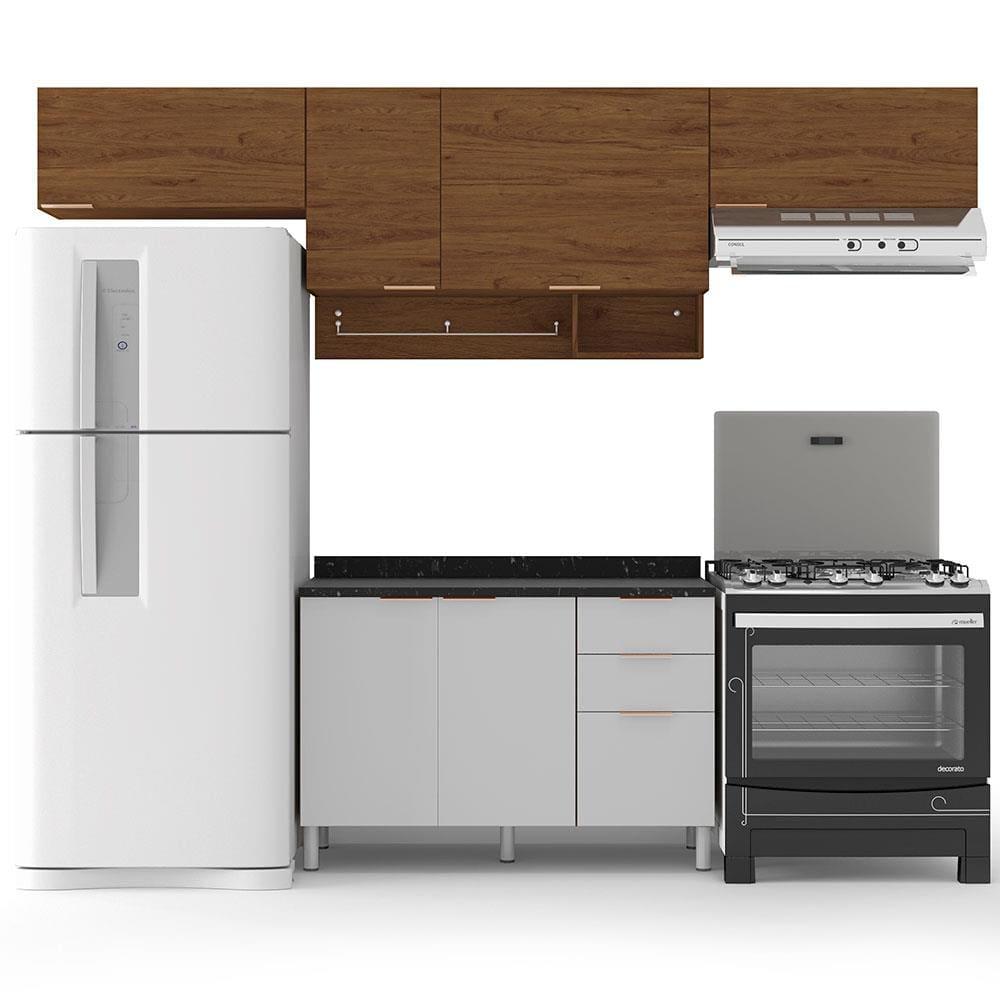 Cozinha Completa Bartira Rubi com 6 Portas, 3 Gavetas e 3 Prateleiras - 280cm de largura - 2