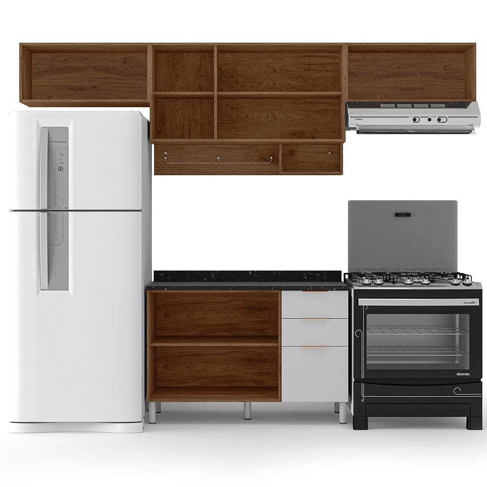 Cozinha Completa Bartira Rubi com 6 Portas, 3 Gavetas e 3 Prateleiras - 280cm de largura - 3