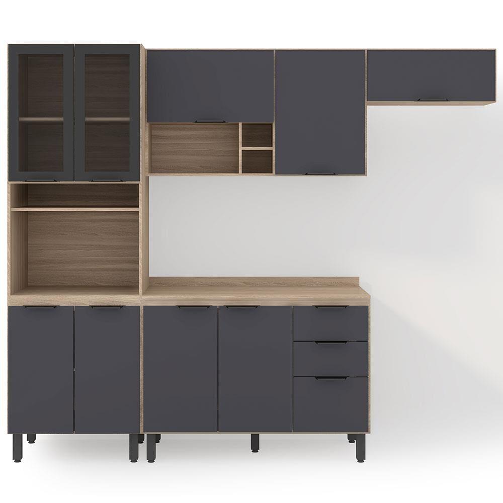 Cozinha Completa Demóbile Firenze com 10 Portas, 2 Gavetas e 7 Prateleiras - 259,5cm de largura - 2