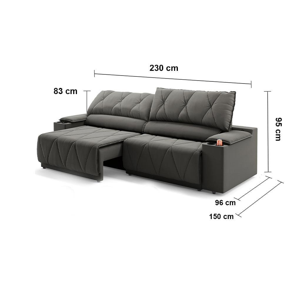 Sofá 3 Lugares DDS Glamour Retrátil/Reclinável com 230 cm de Largura e Revestido em Veludo Suede - 7