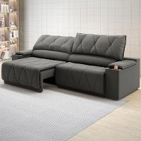 Sofá 3 Lugares DDS Glamour Retrátil/Reclinável com 230 cm de Largura e Revestido em Veludo Suede - 1