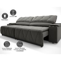 Sofá 3 Lugares DDS Glamour Retrátil/Reclinável com 230 cm de Largura e Revestido em Veludo Suede