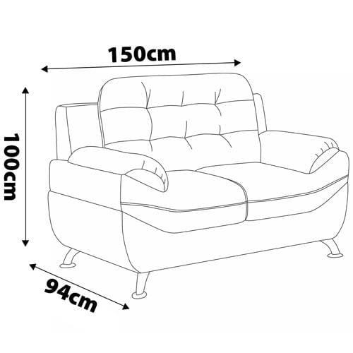 Sofá 3 e 2 Lugares Linoforte Mercury Revestido em Tecido Suede - 6