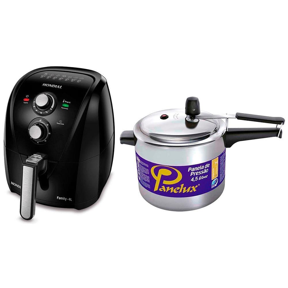 Fritadeira Elétrica Mondial AFN40FB Preta - 4 L + Panela de Pressão Panelux - 4,5 L - 1