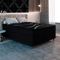 Cama Box de Casal Umaflex New Itália Black com Molas Ensacadas, Revestimento em Jacquard e Pillow Top D26 63X138X188cm - Preto - 1