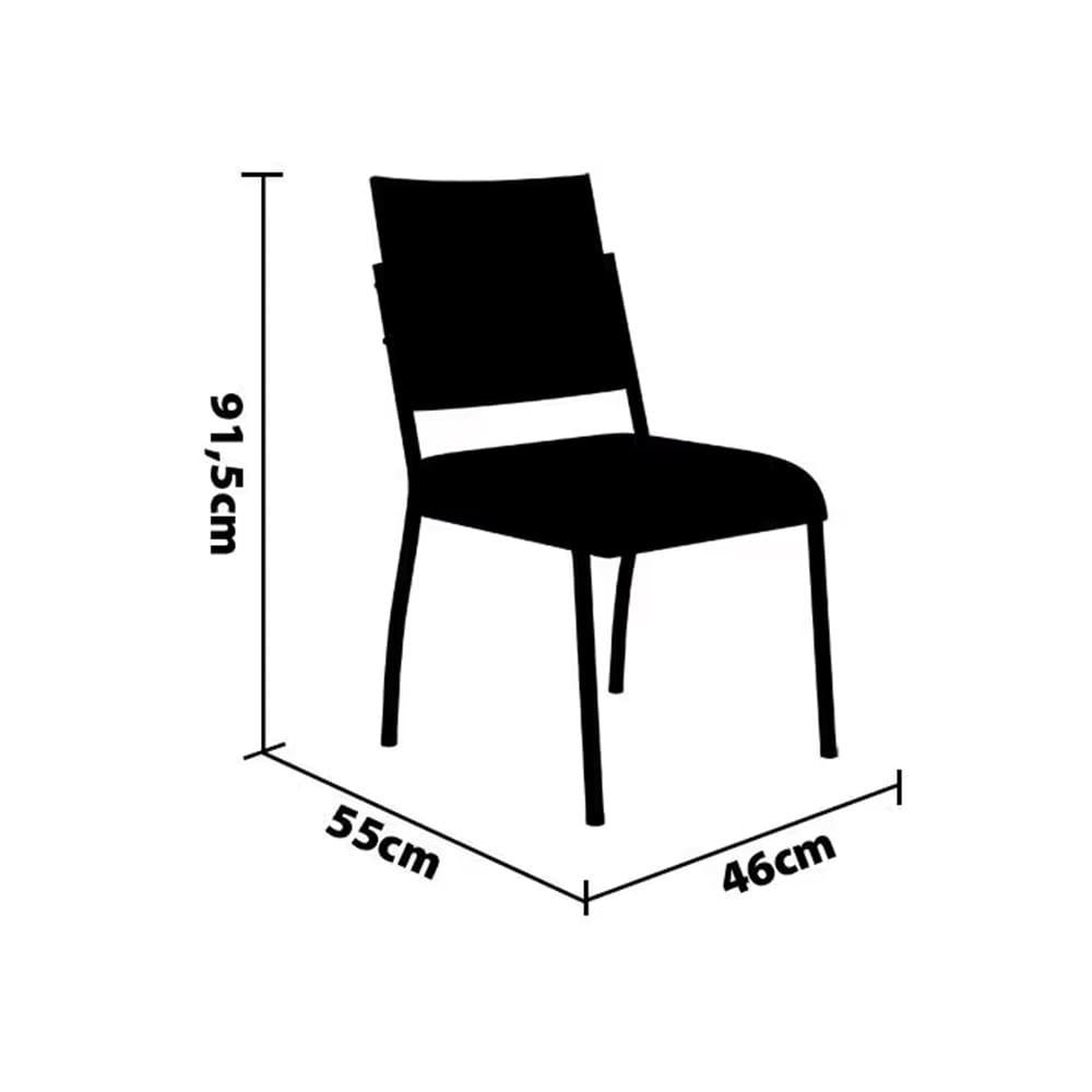 Mesa de Jantar Retangular Fabone Alexa com Tampo de Vidro de 140X80cm com 4 Cadeiras de Jantar Fabone Dora Revestimento em Courino - 4