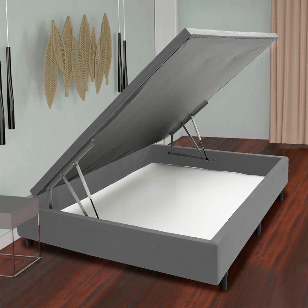 Cama Box Casal MGA Lift com Baú e Pistão a Gás + Colchão Hellen Titanium com Espuma D28 e Pillow Top 24x138x188cm – Cinza e Preta - 2