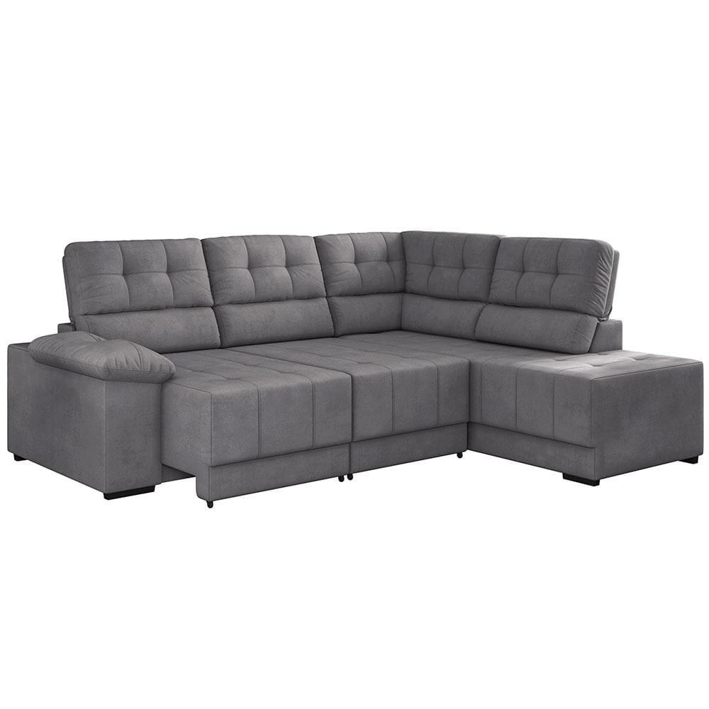 Sofá de Canto 5 Lugares Besthouse Firenze, Retrátil/Reclinável, 246/210 cm de Largura e Revestido em Suede Veludo - 2