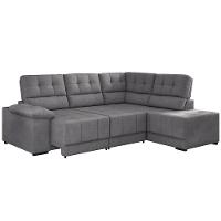 Sofá de Canto 5 Lugares Besthouse Firenze, Retrátil/Reclinável, 246/210 cm de Largura e Revestido em Suede Veludo - 2