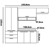 Cozinha Compacta Bartira Veneza com 7 Portas, 3 Gavetas e 5 Prateleiras - 250,8cm de largura