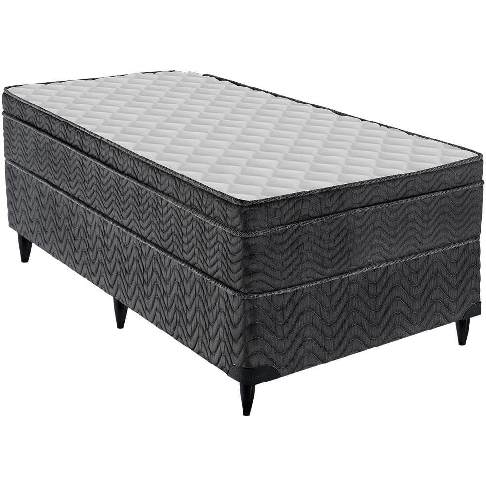Cama Box de Solteiro Ortobom New Caring com Europillow e Molas Nanolastic 61x88x188cm - Cinza/Branco - 1