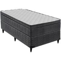 Cama Box de Solteiro Ortobom New Caring com Europillow e Molas Nanolastic 61x88x188cm - Cinza/Branco - 1