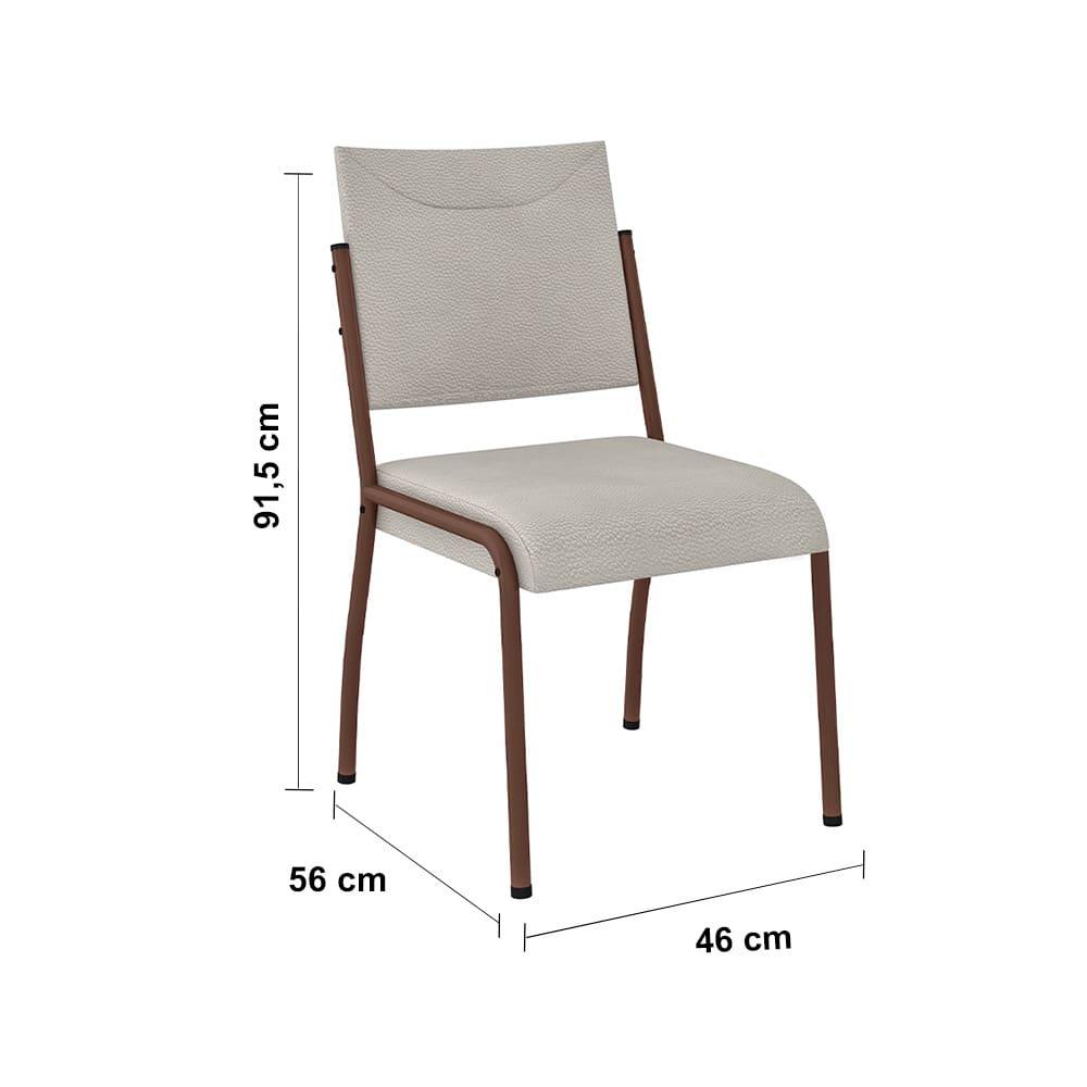 Mesa de Jantar Retangular Fabone Alexa Tampo de Vidro 140x80cm com 6 Cadeiras Dora Revestidas em Courino - 6