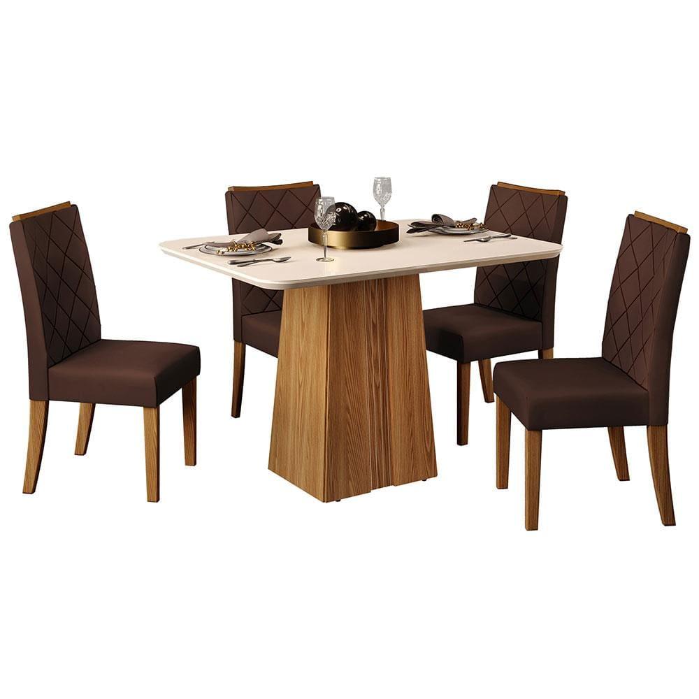 Mesa de Jantar Retangular DJ Móveis Raquel Plus com 4 Cadeiras Revestidas em Suede e Veludo - 2