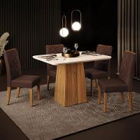 Mesa de Jantar Retangular DJ Móveis Raquel Plus com 4 Cadeiras Revestidas em Suede e Veludo - 1