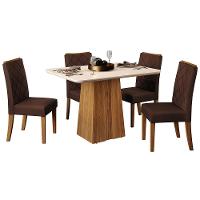 Mesa de Jantar Retangular DJ Móveis Raquel Plus com 4 Cadeiras Revestidas em Suede e Veludo - 2
