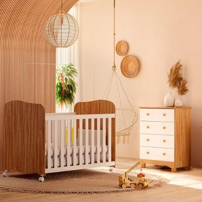 Berço Americano + Cômoda Infantil Peroba Duda Plus com 4 Gavetas - 65,1cm de largura