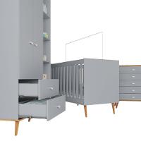 Guarda-Roupa Bartira Ternura com 5 Nichos, 2 Portas, 2 Gavetas + Cômoda Ternura com 5 Gavetas + Berço Móveis Estrela Ternura - 5