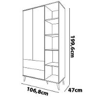 Guarda-Roupa Bartira Ternura com 5 Nichos, 2 Portas, 2 Gavetas + Cômoda Ternura com 5 Gavetas + Berço Móveis Estrela Ternura - 6