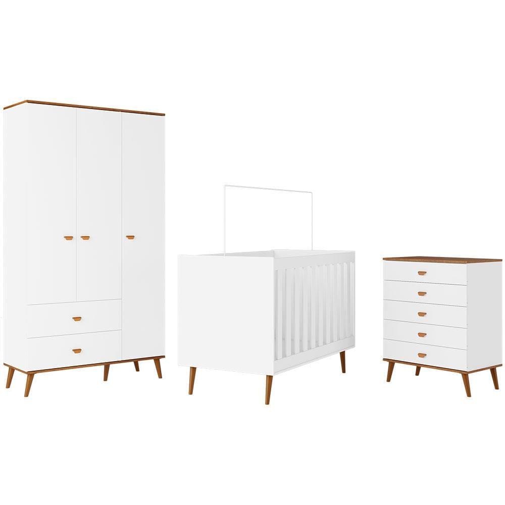 Guarda-Roupa Bartira Ternura com 3 Portas, 2 Gavetas + Cômoda Ternura com 5 Gavetas + Berço Móveis Estrela Ternura - 2