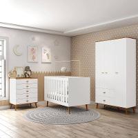 Guarda-Roupa Bartira Ternura com 3 Portas, 2 Gavetas + Cômoda Ternura com 5 Gavetas + Berço Móveis Estrela Ternura - 1