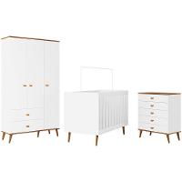 Guarda-Roupa Bartira Ternura com 3 Portas, 2 Gavetas + Cômoda Ternura com 5 Gavetas + Berço Móveis Estrela Ternura - 2