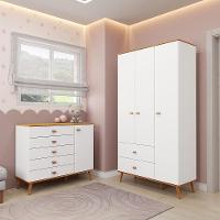 Guarda-Roupa Bartira Ternura com 3 Portas, 2 Gavetas + Cômoda Bartira Ternura com 5 Gavetas e 1 Porta - 1