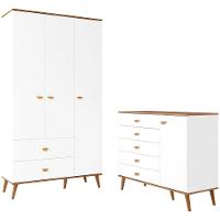 Guarda-Roupa Bartira Ternura com 3 Portas, 2 Gavetas + Cômoda Bartira Ternura com 5 Gavetas e 1 Porta - 2