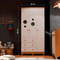 Guarda-Roupa Infantil Peroba Móveis Duda com 3 Portas, 3 Gavetas + Cômoda Duda Plus com 4 Gavetas - 5